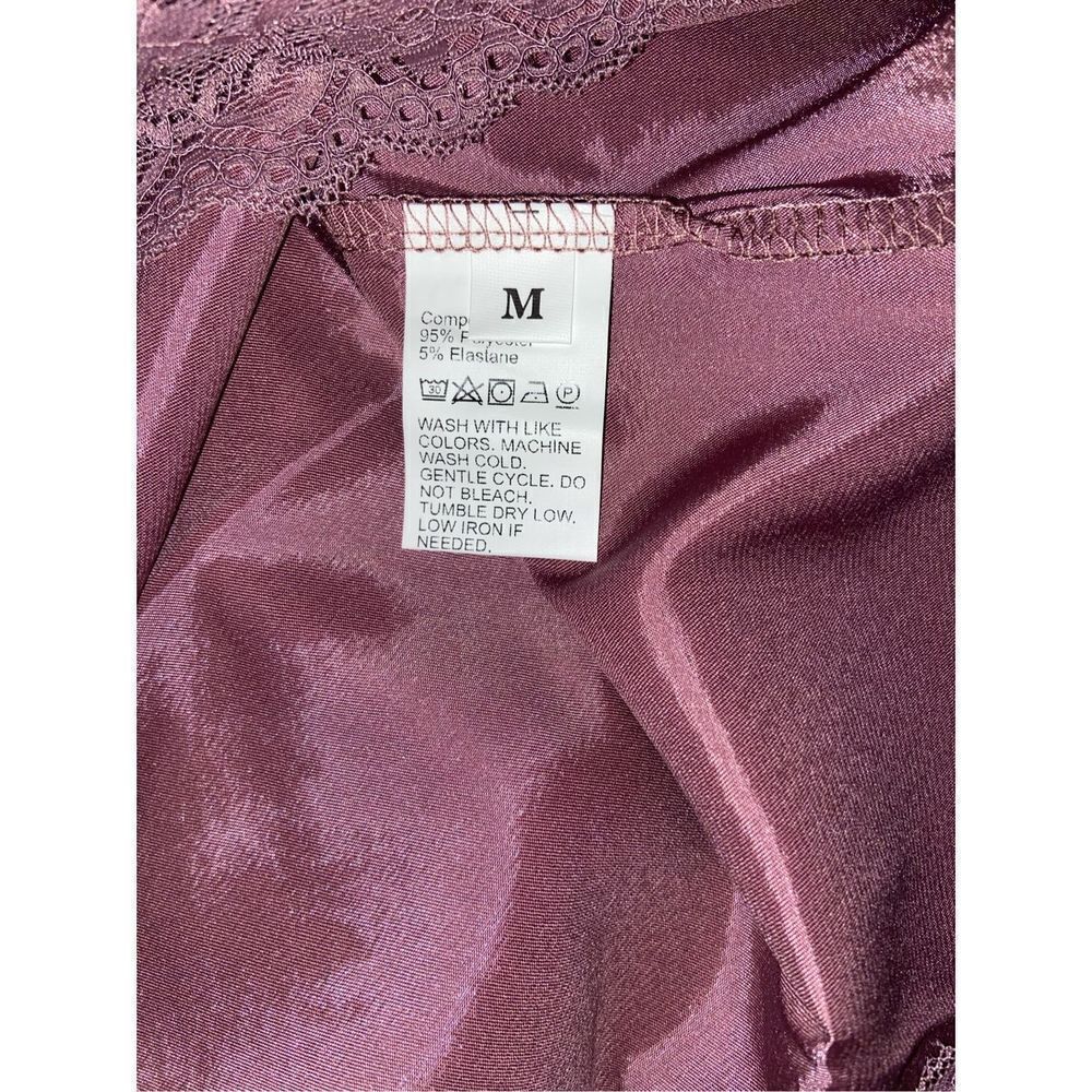 Boutique Sexy V-Neck Lace Trim Satin Chemise Cami Teddy Nightgown - Picture 6 of 7